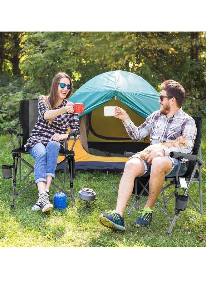 Beauenty Outdoor Portable Camping Chair, Lightweight Folding Camping Chair, Heavy Duty Support 145KG, High Back Padded Lawn Chair with Arm Rest Cup Holder and Portable Carrying Bag ﻿ (Grey) - Image 2